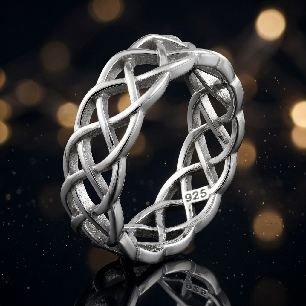 Sterling Silver 6mm Celtic Braided Weave Band Ring, Unisex life4