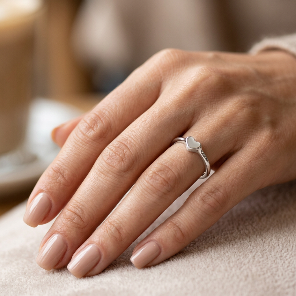Sterling Silver 1.6mm Petite Heart Stacking Promise Ring for Women model