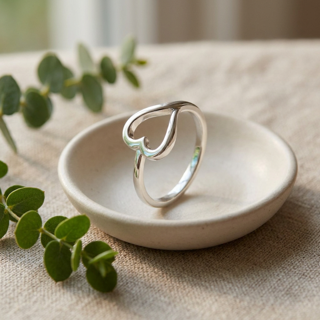 Sterling Silver 1.7mm Open Heart Promise Ring for Women life2