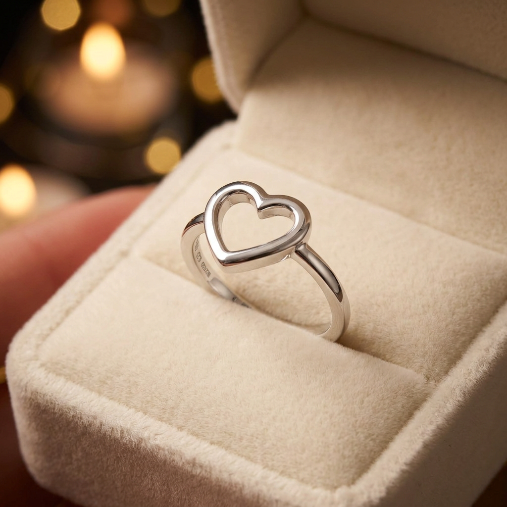 Sterling Silver 1.7mm Open Heart Promise Ring for Women life3