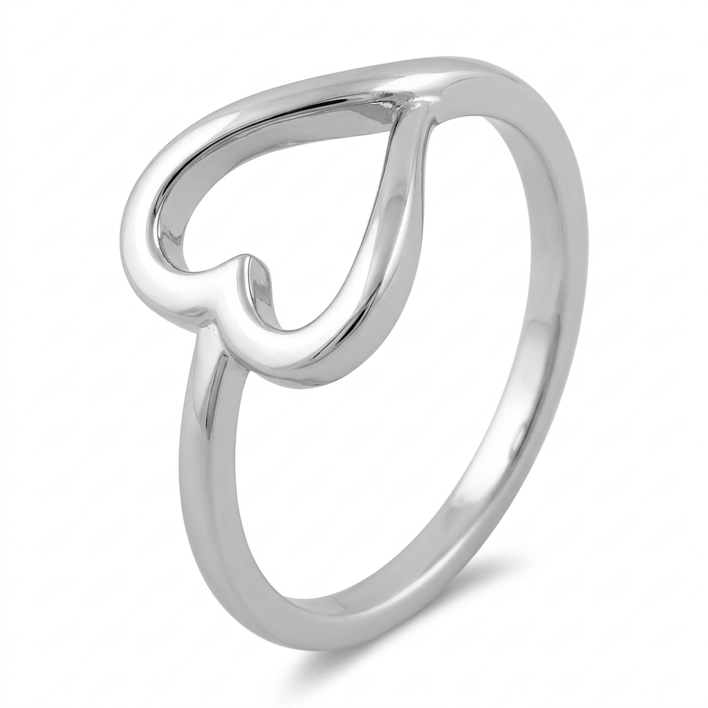 Sterling Silver 1.7mm Open Heart Promise Ring for Women