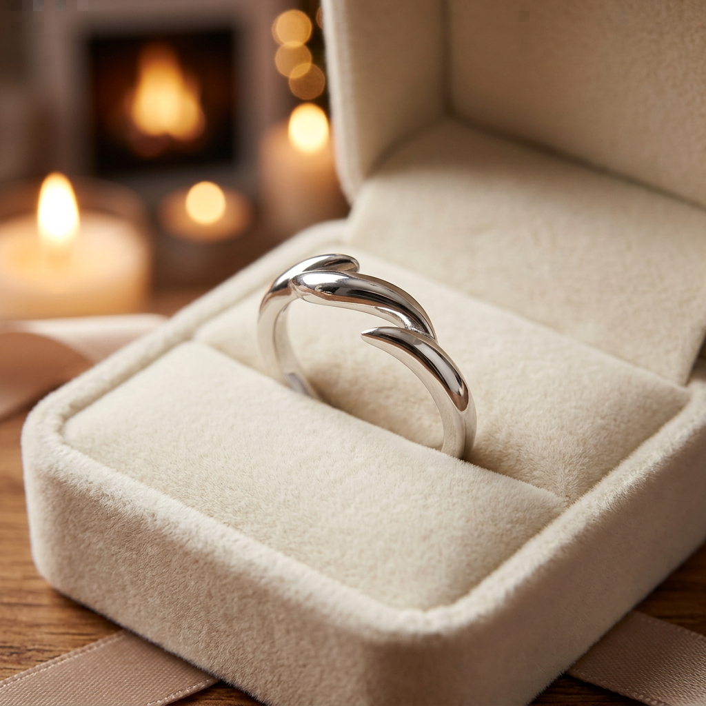 Sterling Silver 2.4mm Sculpted Thorn Tip Bypass Band Ring for Women life3