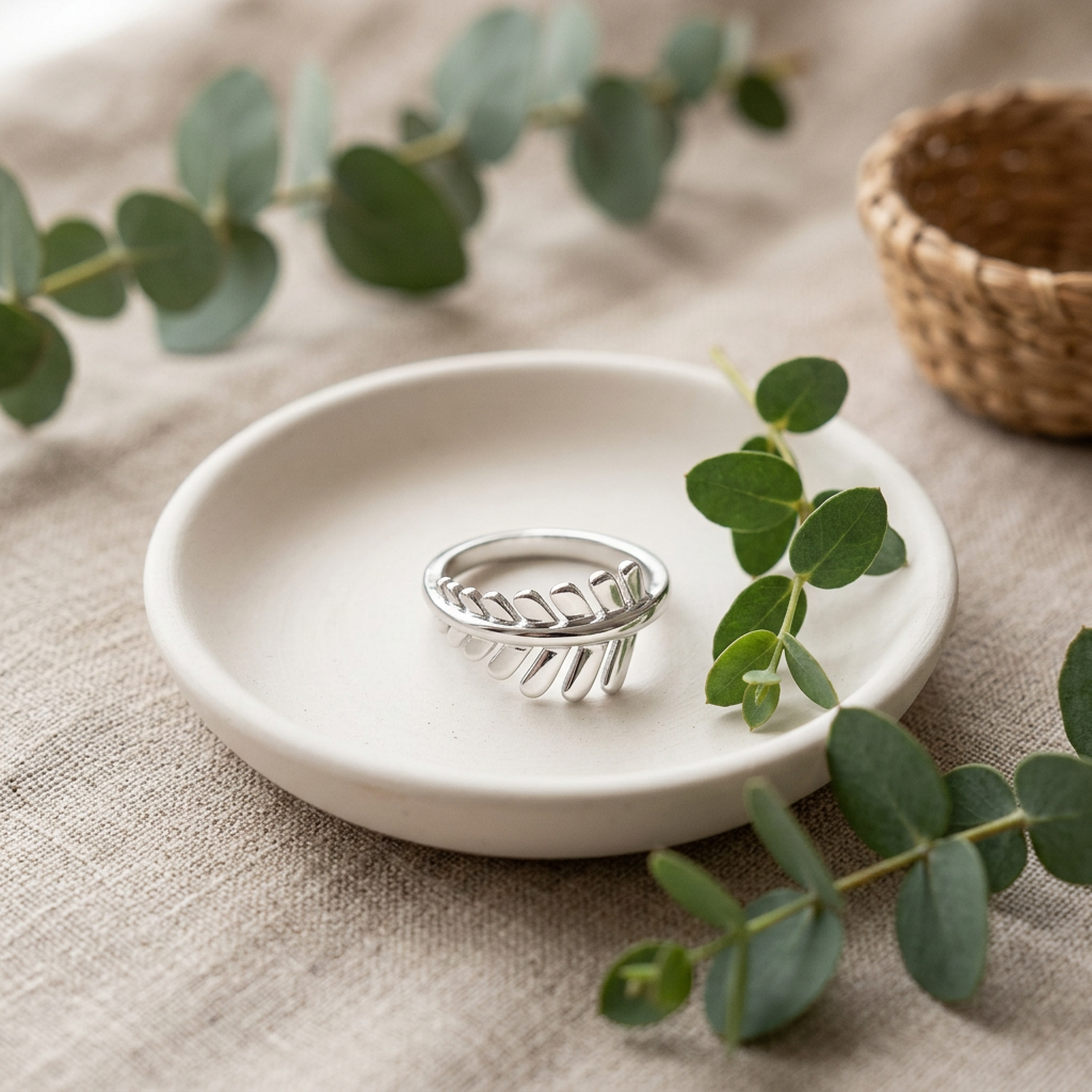 Sterling Silver Polished Fern Frond Leaf Wrap Ring for Women life2
