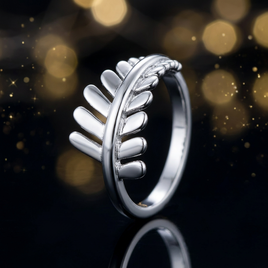 Sterling Silver Polished Fern Frond Leaf Wrap Ring for Women life4