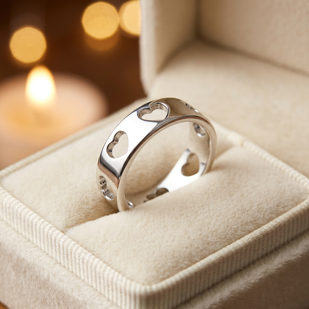 Sterling Silver 5.8mm Heart Cutout Eternity Band Ring for Women life3