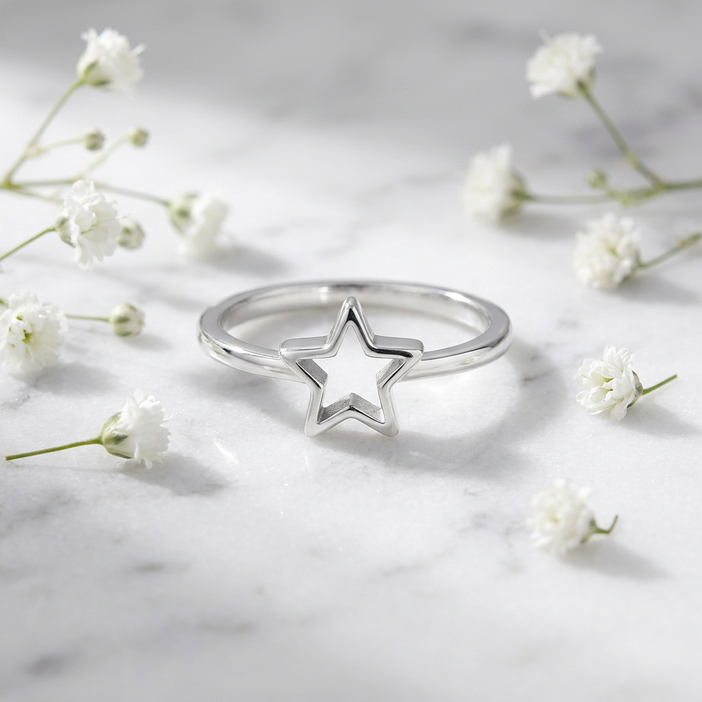 Sterling Silver Open Star Stacking Ring for Women life1