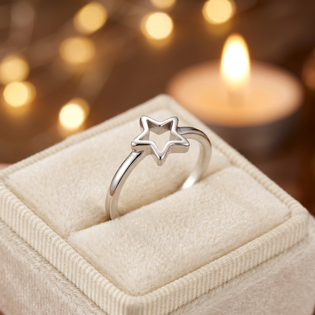 Sterling Silver Open Star Stacking Ring for Women life3