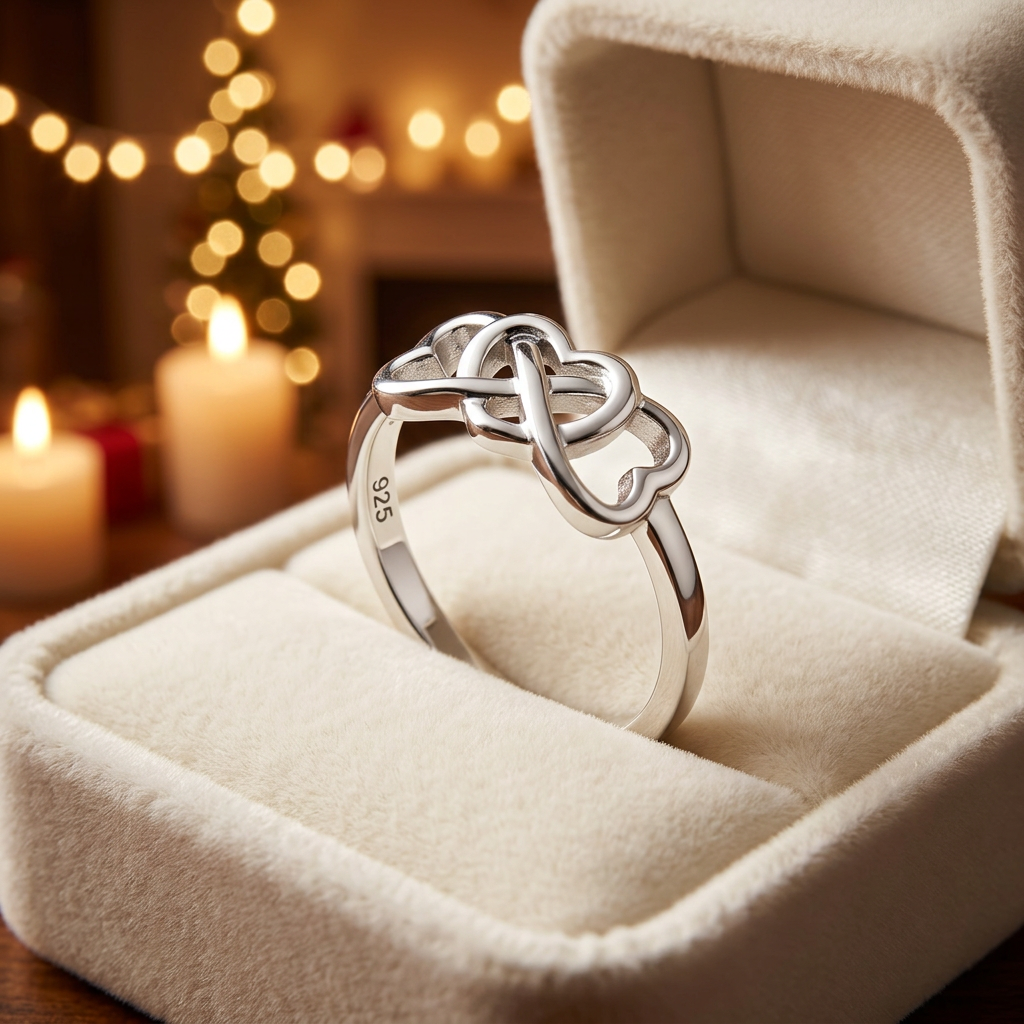 Sterling Silver 1.7mm Infinity Triple Heart Promise Ring for Women life3