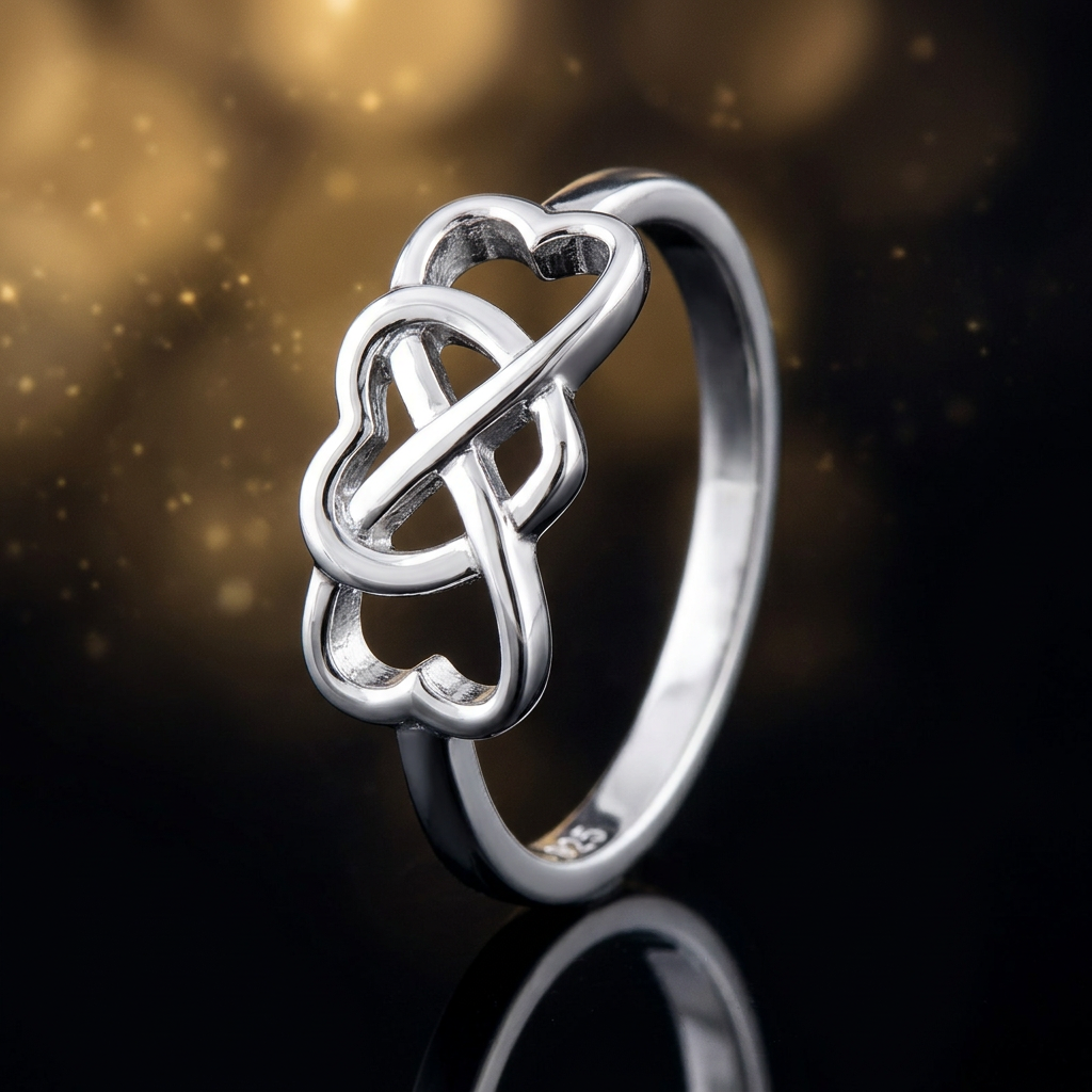 Sterling Silver 1.7mm Infinity Triple Heart Promise Ring for Women life4