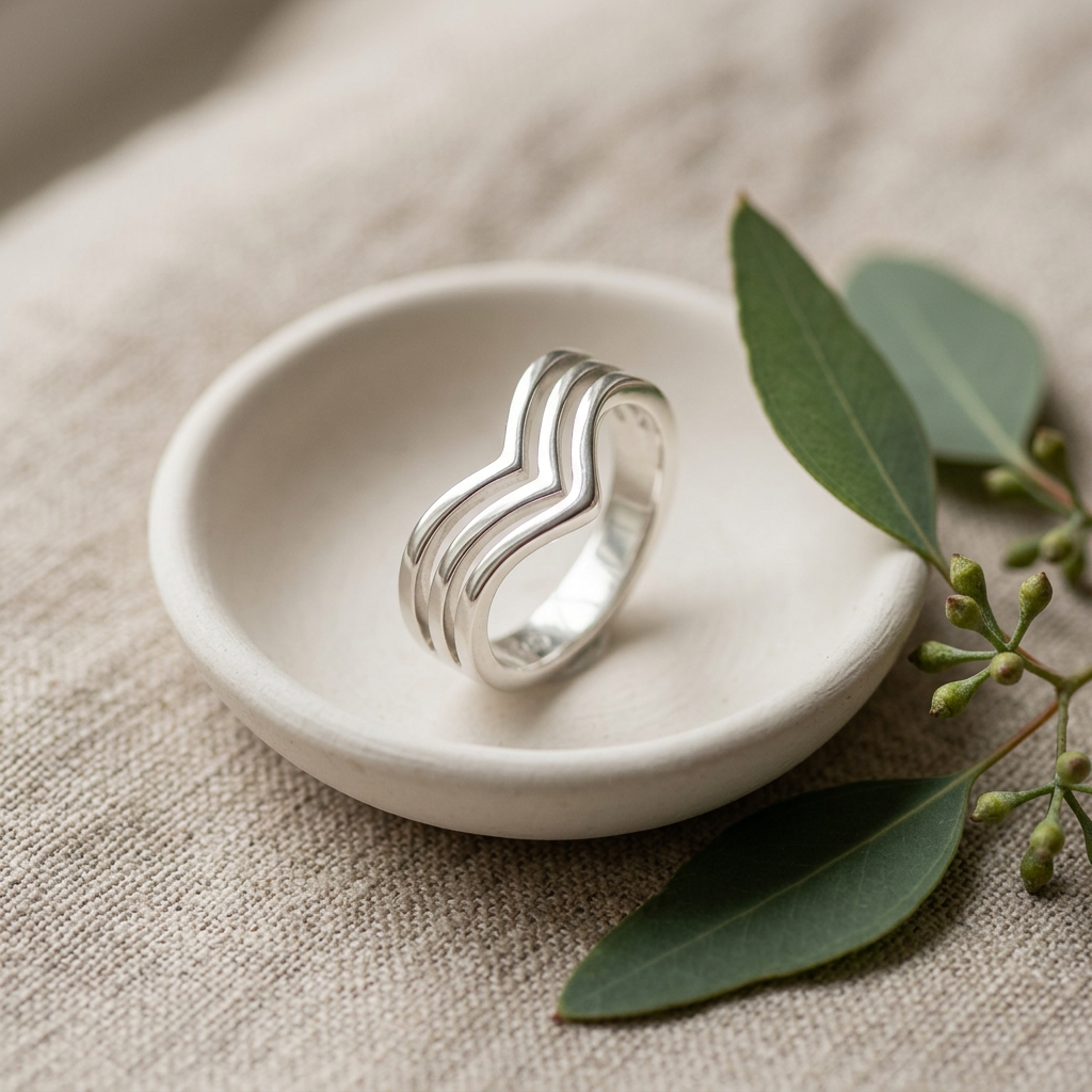 Sterling Silver 5.3mm Triple Chevron V Statement Ring for Women life2