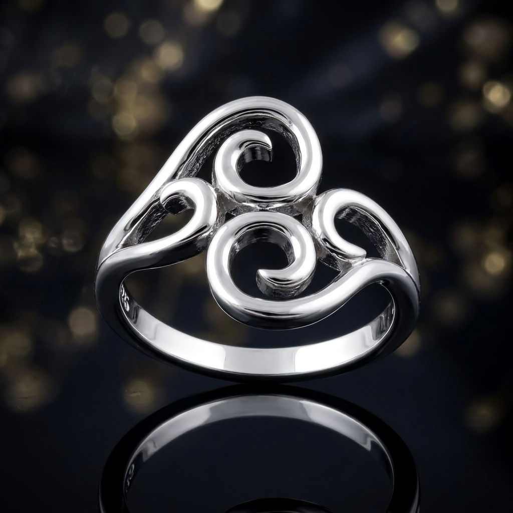 Sterling Silver Open Swirl Scroll Bypass Statement Ring for Women life4