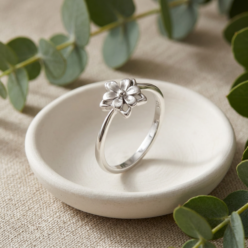 Sterling Silver Star Flower Stacking Ring for Women life2