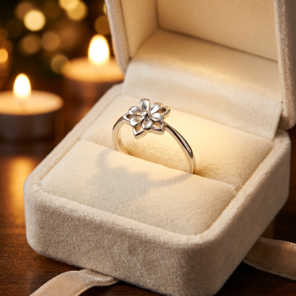 Sterling Silver Star Flower Stacking Ring for Women life3