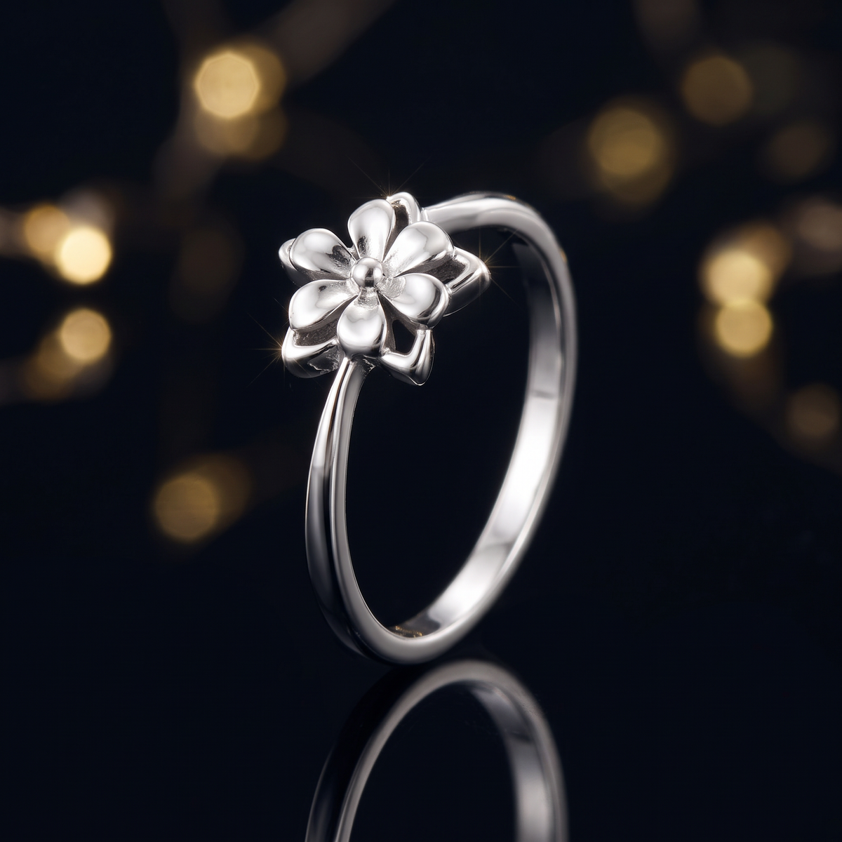 Sterling Silver Star Flower Stacking Ring for Women life4