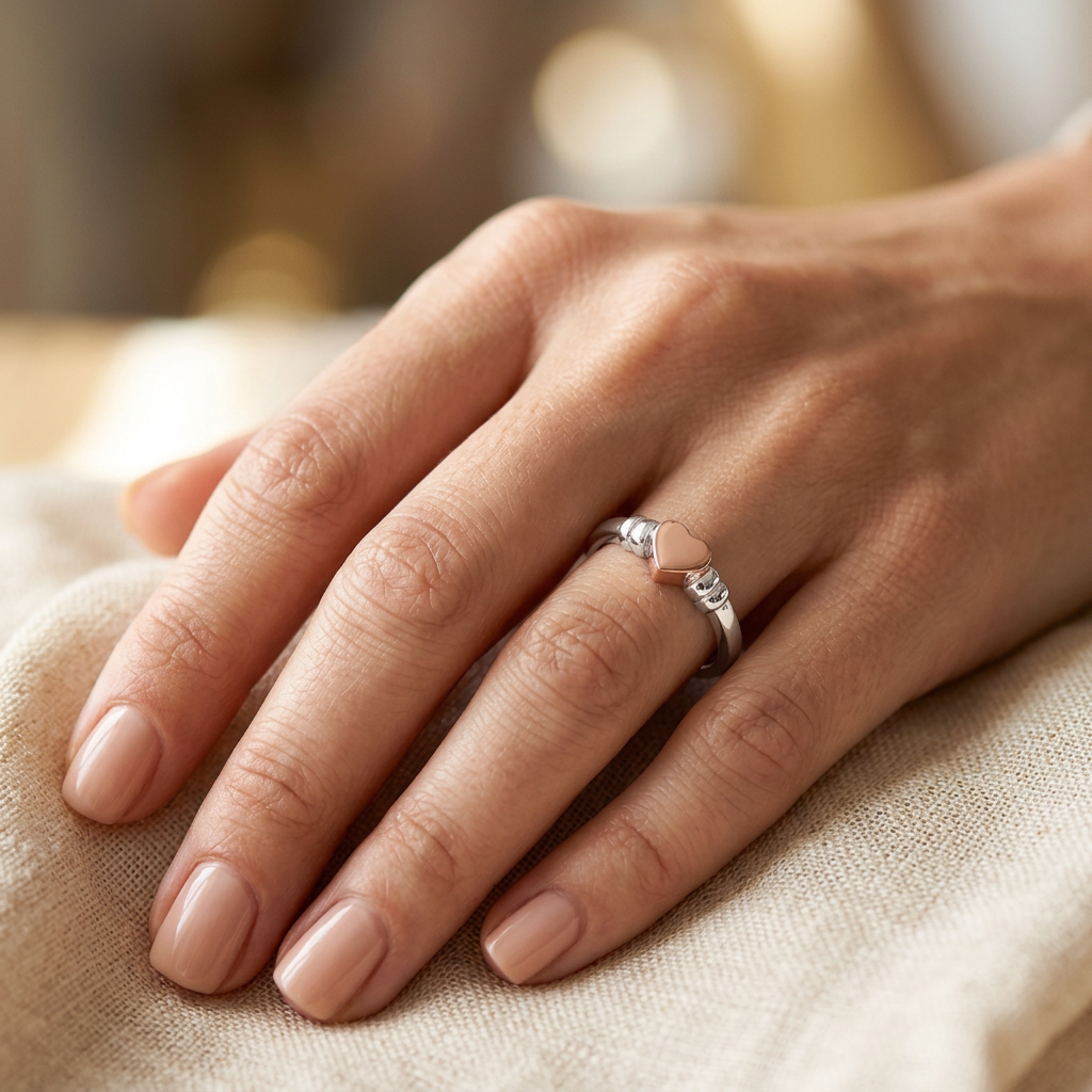 Rose Gold Plated Sterling Silver Two Tone Heart Promise Ring for Women model