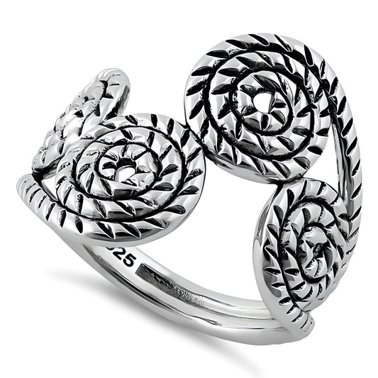 Sterling Silver 3.6mm Oxidized Rope Spiral Coil Split Band Ring for Women