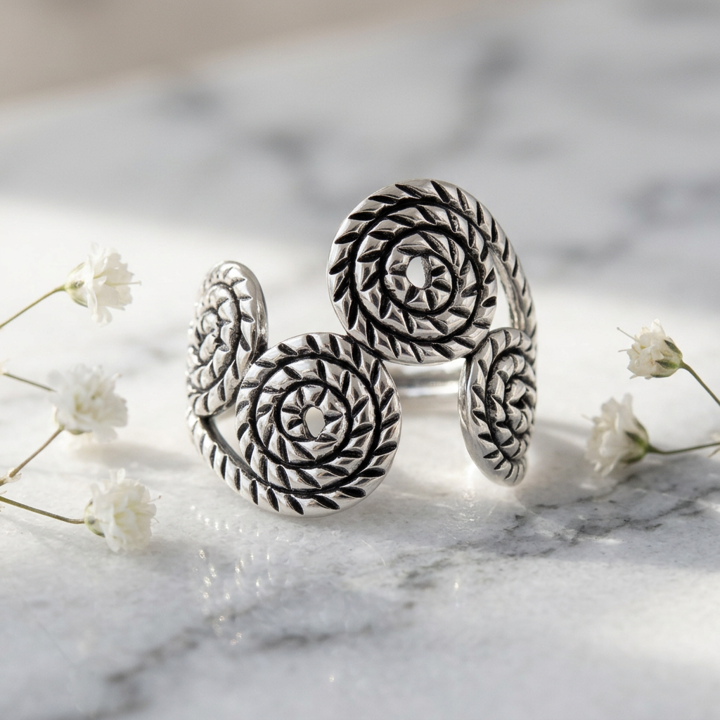 Sterling Silver 3.6mm Oxidized Rope Spiral Coil Split Band Ring for Women life1