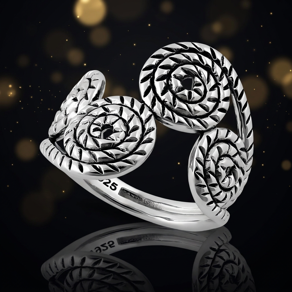 Sterling Silver 3.6mm Oxidized Rope Spiral Coil Split Band Ring for Women life4