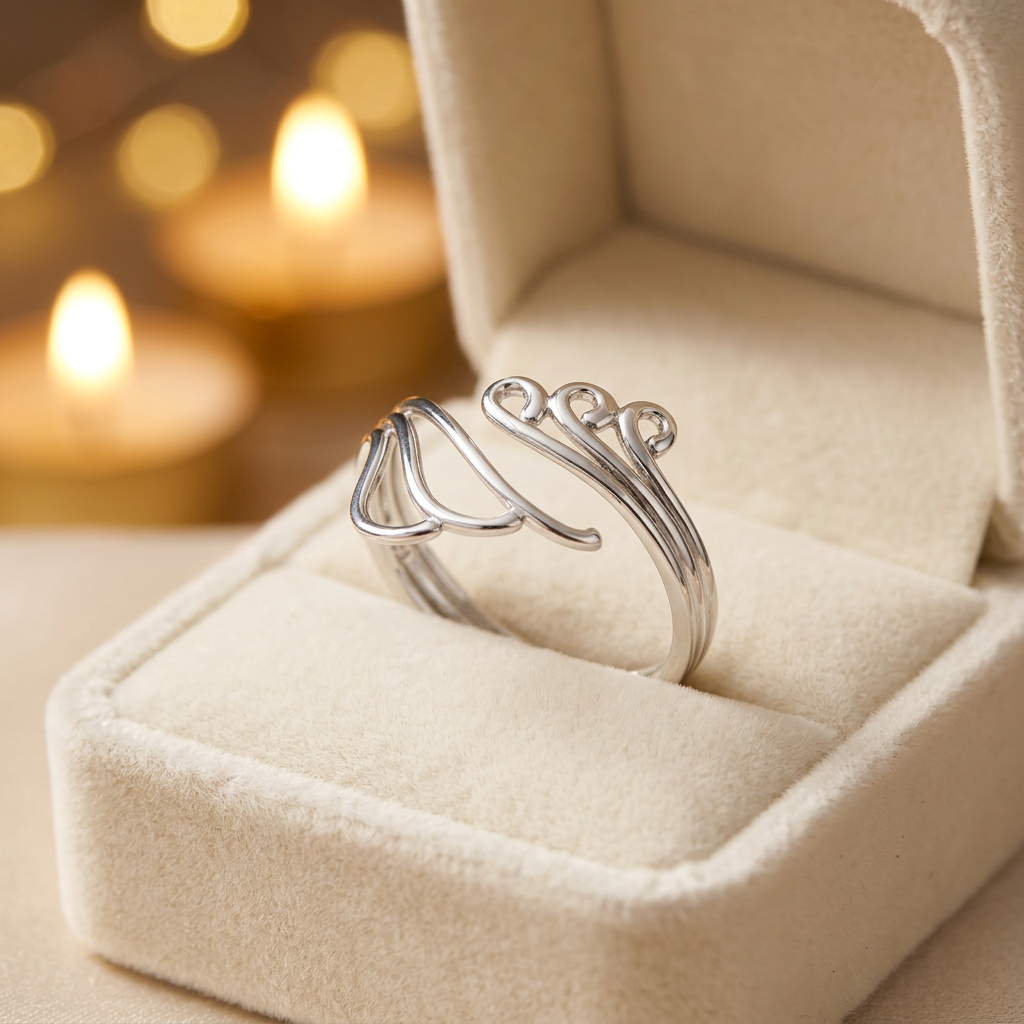 Sterling Silver 3.1mm Swirling Waves Open Statement Ring for Women life3