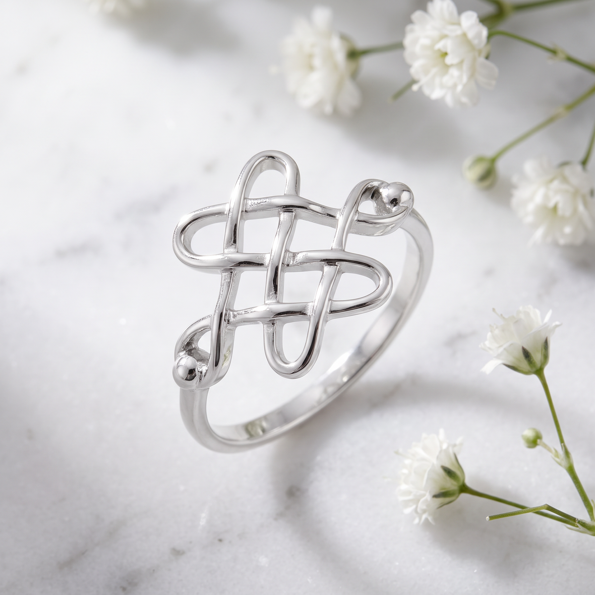 Sterling Silver 1.4mm Celtic Knot Weave Promise Ring for Women life1