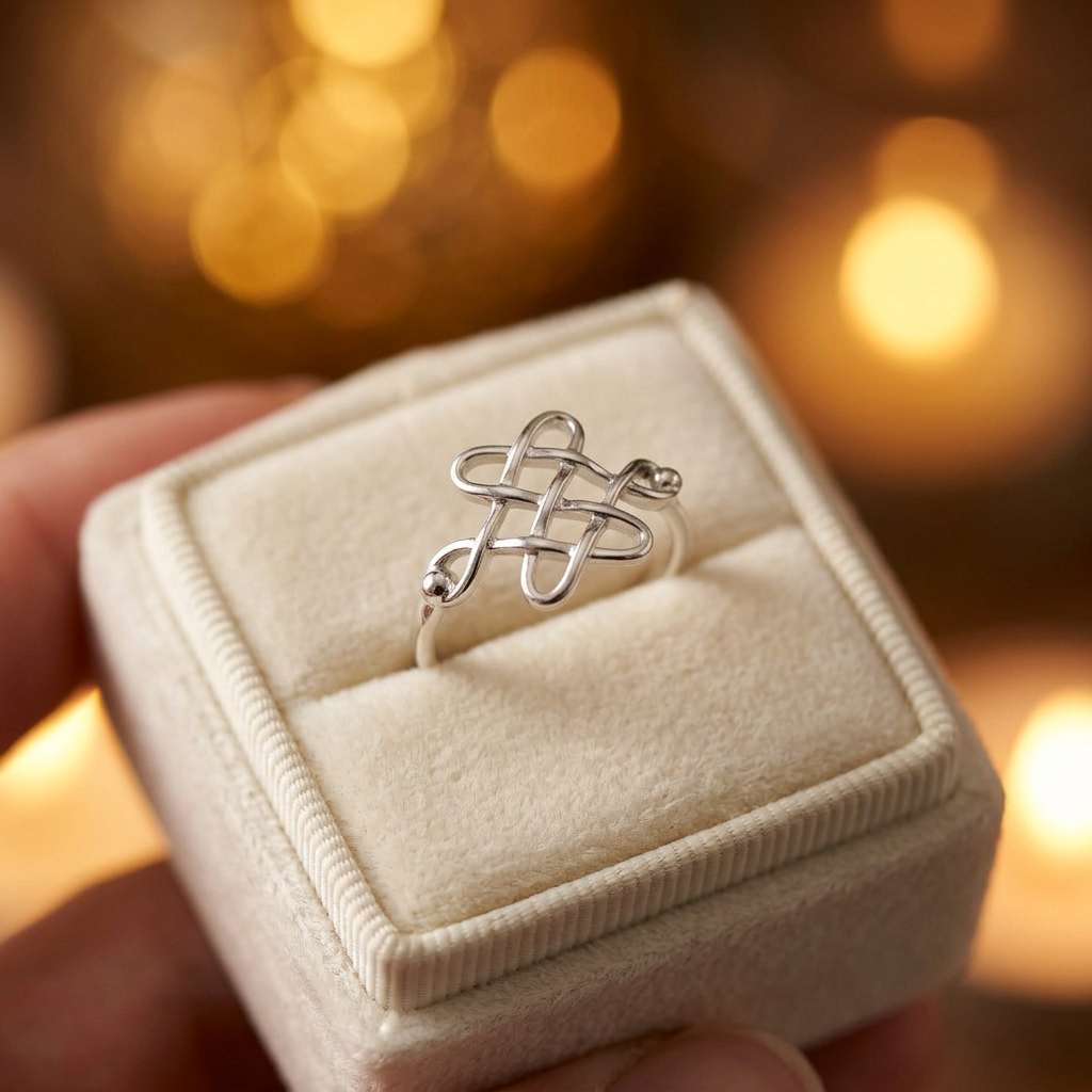 Sterling Silver 1.4mm Celtic Knot Weave Promise Ring for Women life3