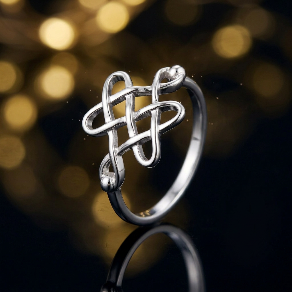 Sterling Silver 1.4mm Celtic Knot Weave Promise Ring for Women life4