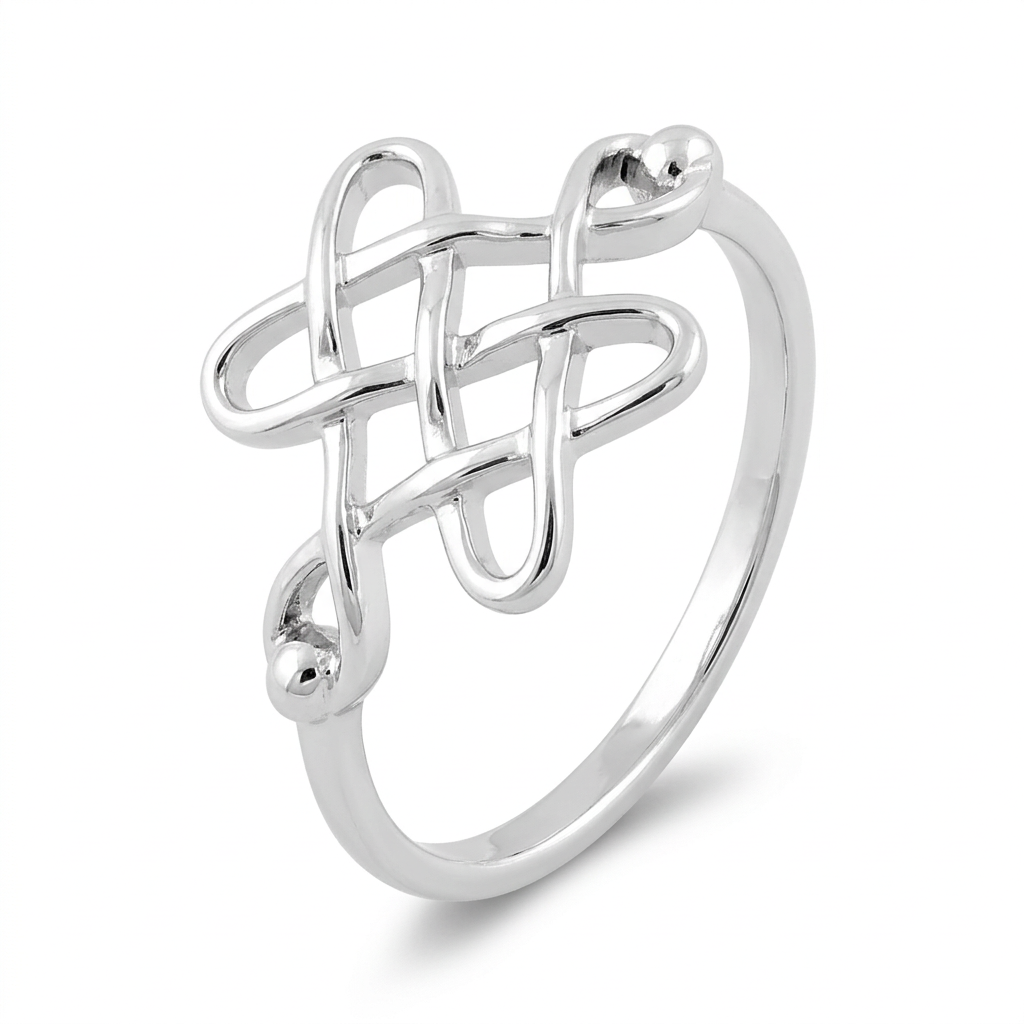 Sterling Silver 1.4mm Celtic Knot Weave Promise Ring for Women