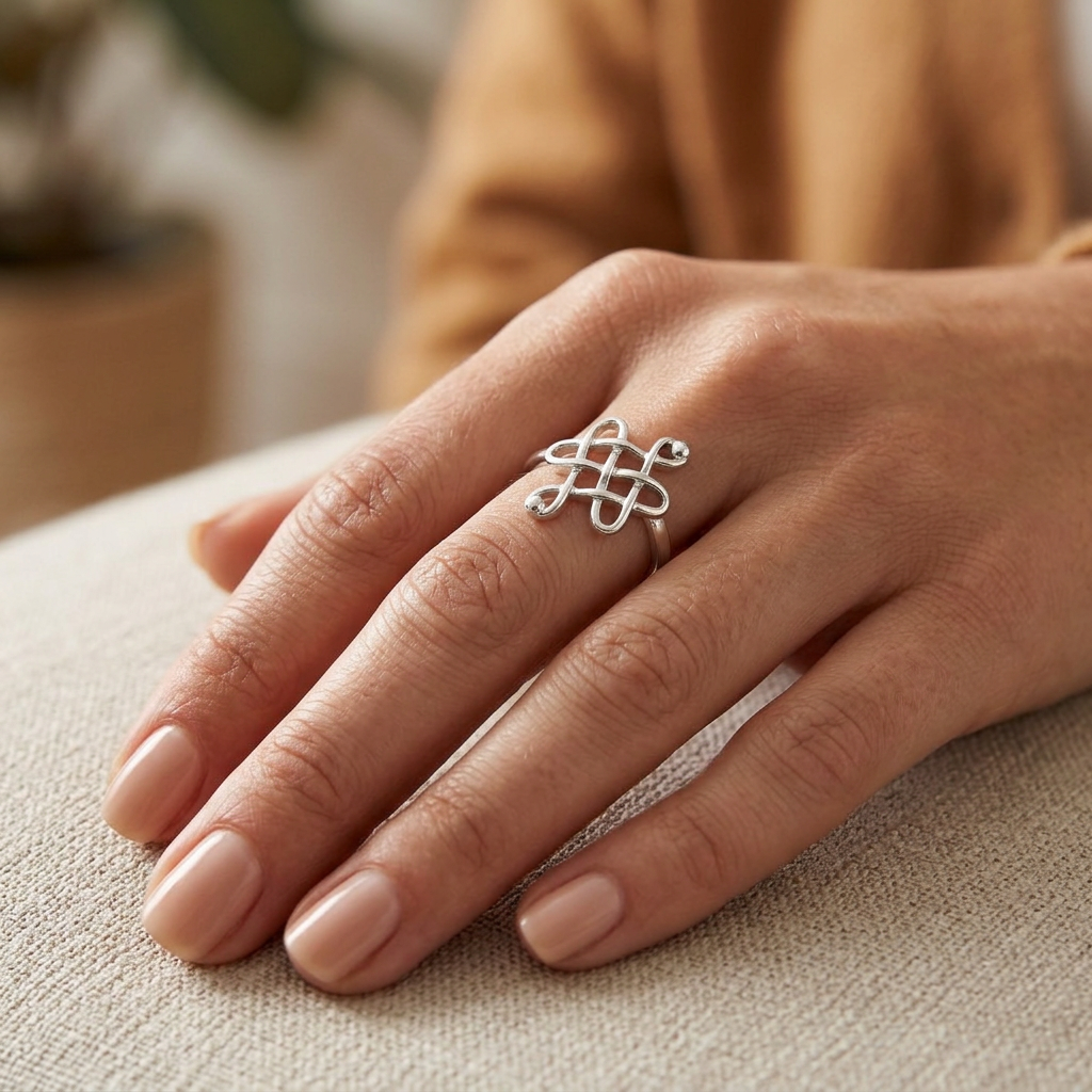 Sterling Silver 1.4mm Celtic Knot Weave Promise Ring for Women model