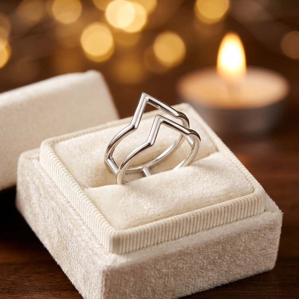 Sterling Silver 7.1mm Double Chevron Open Statement Ring for Women life3
