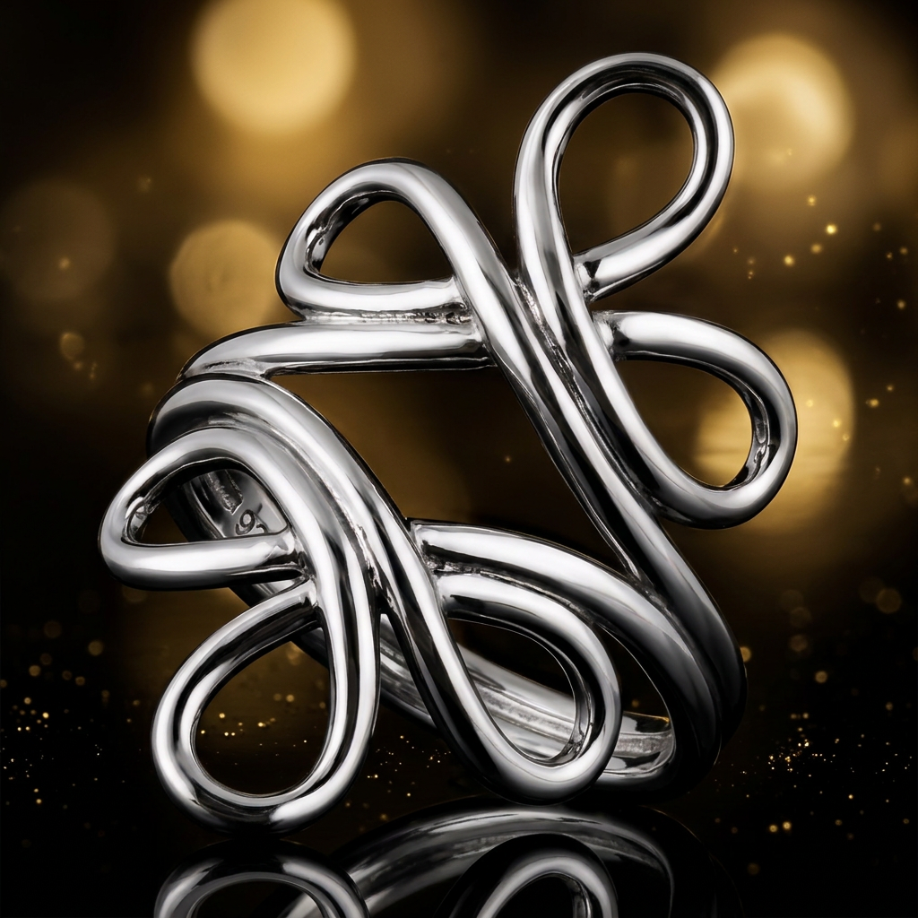 Sterling Silver Sculpted Swirl Wire Statement Ring for Women life4