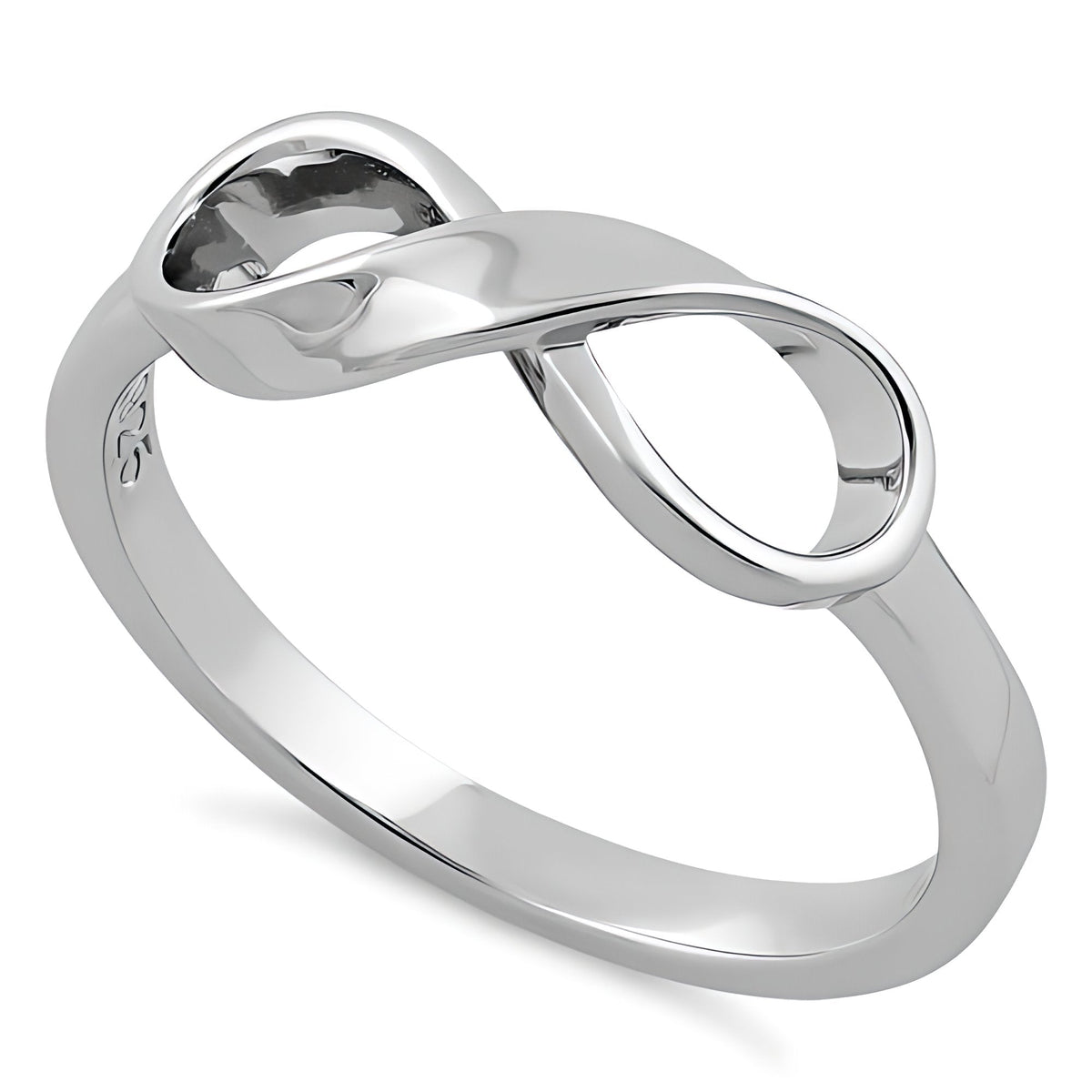 Sterling Silver 2.3mm Twisted Ribbon Infinity Symbol Promise Ring for Women