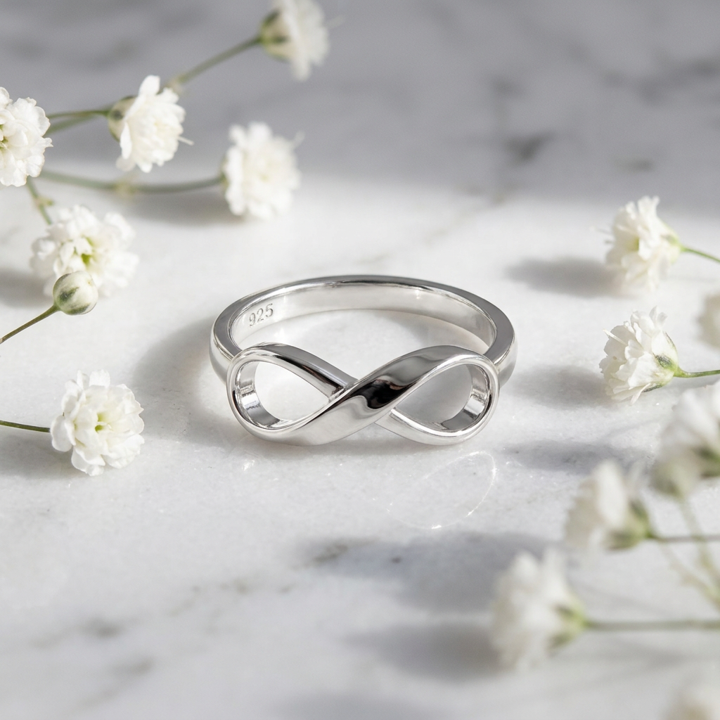 Sterling Silver 2.3mm Twisted Ribbon Infinity Symbol Promise Ring for Women life1