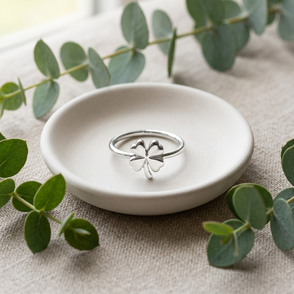 Sterling Silver 1.7mm Four Leaf Clover Good Luck Ring for Women life2