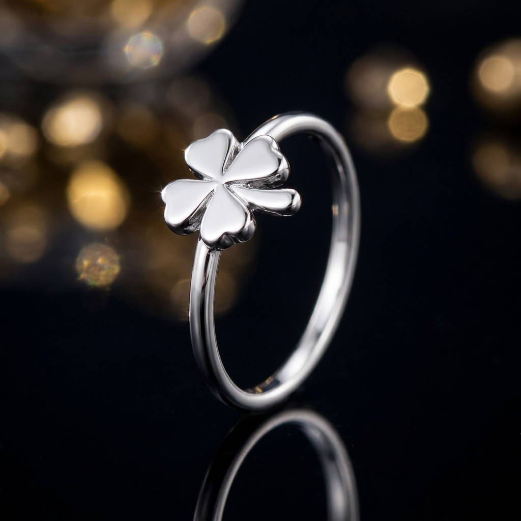Sterling Silver 1.7mm Four Leaf Clover Good Luck Ring for Women life4