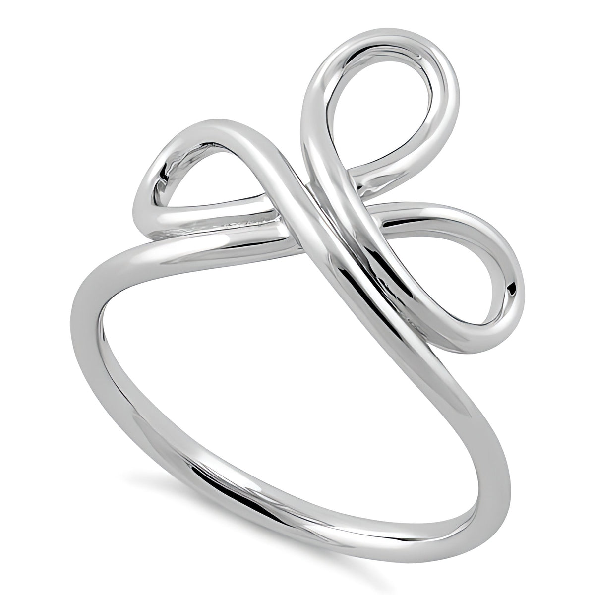 Sterling Silver 1.8mm Triple Loop Ribbon Knot Wire Ring for Women