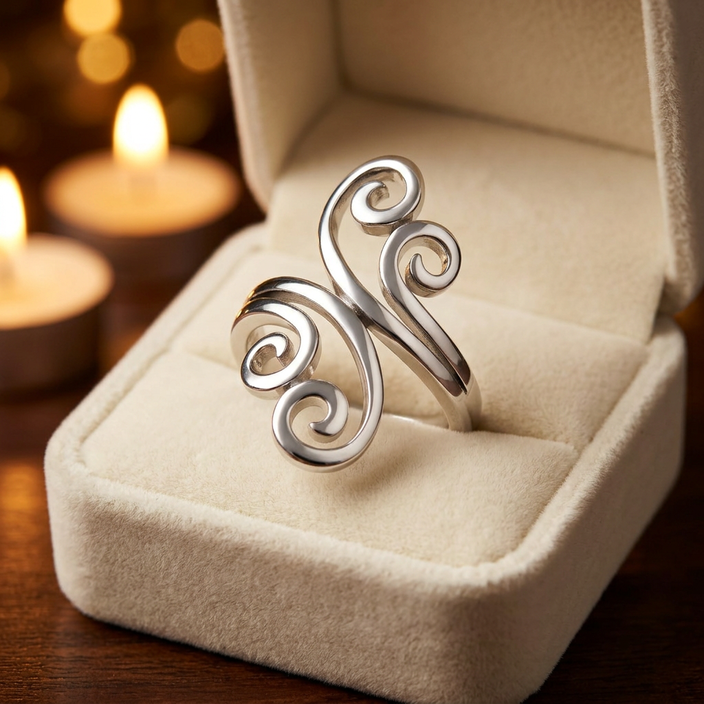Sterling Silver Swirl Bypass Statement Ring for Women life3