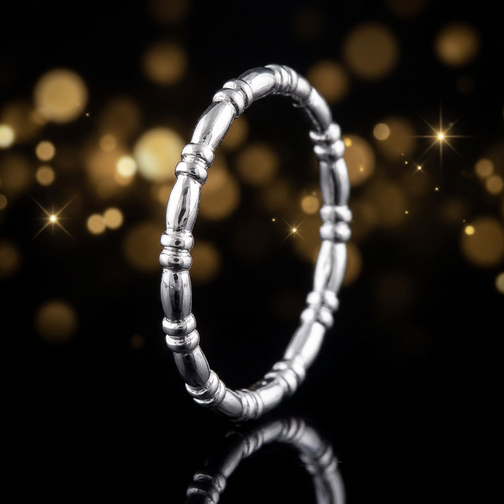 Sterling Silver 1.8mm Bead and Bar Eternity Stacking Ring for Women life4