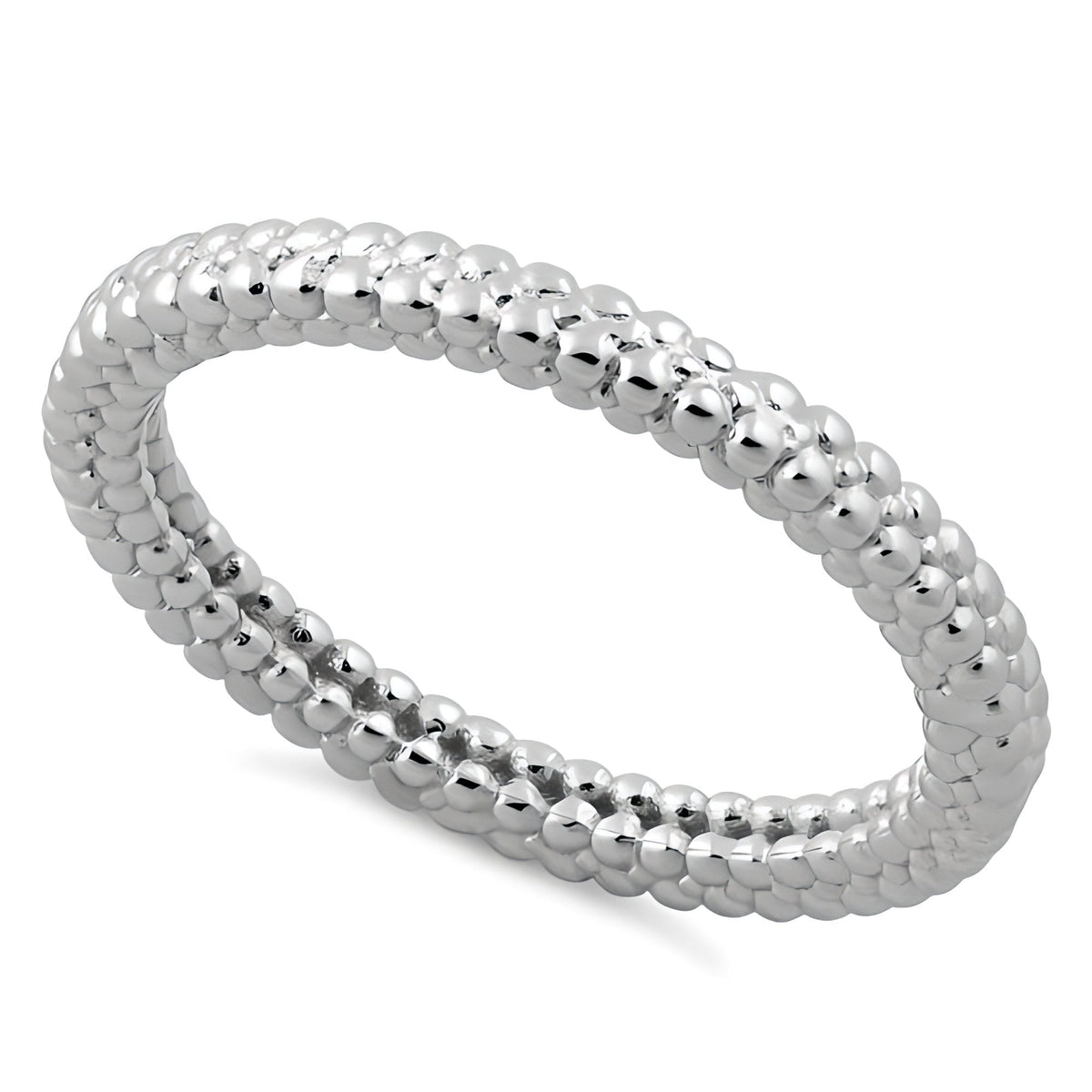 Sterling Silver 2.22mm Caviar Beaded Texture Eternity Stacking Ring for Women