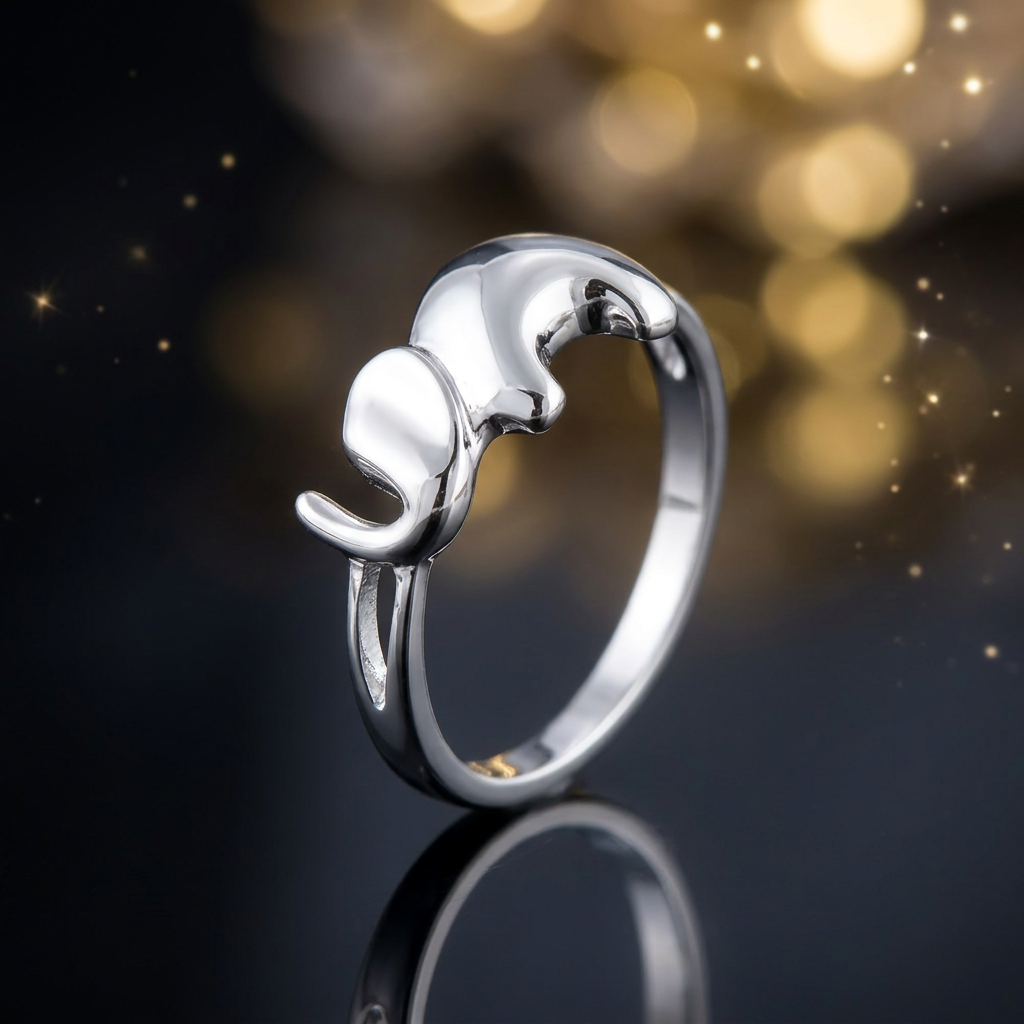Sterling Silver 3.8mm Polished Trunk Up Elephant Good Luck Ring for Women life4