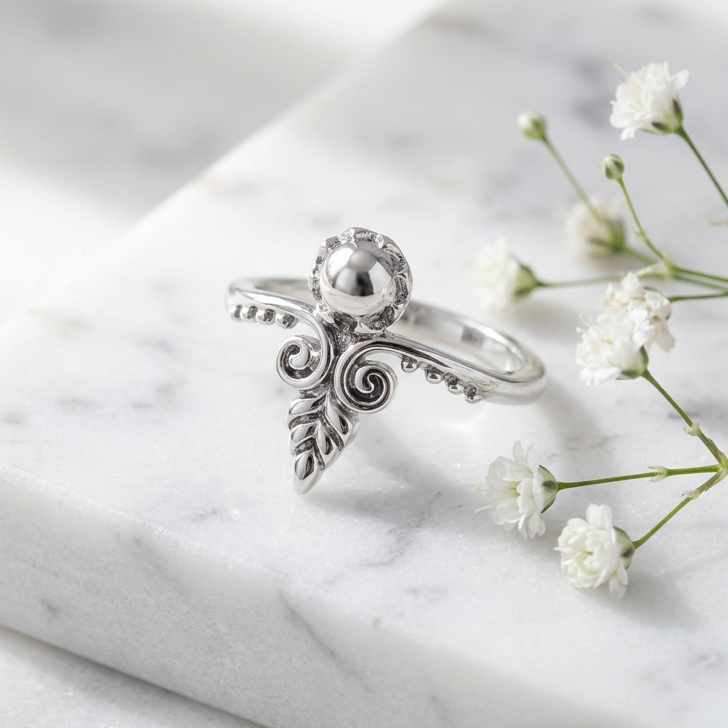 Sterling Silver Ornate Scroll Arrow Statement Ring for Women life1
