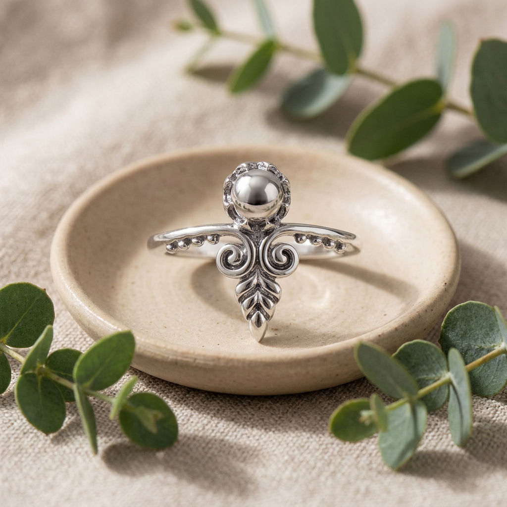 Sterling Silver Ornate Scroll Arrow Statement Ring for Women life2