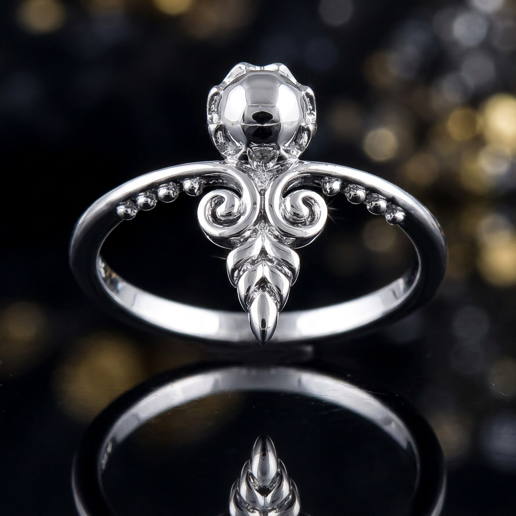 Sterling Silver Ornate Scroll Arrow Statement Ring for Women life4