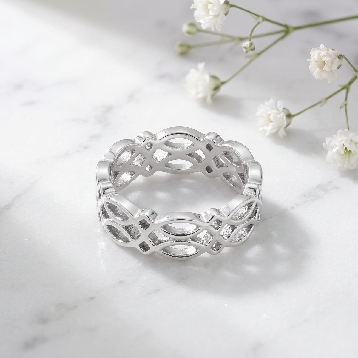 Sterling Silver 5.8mm Celtic Knot Eternity Band Ring for Women life1