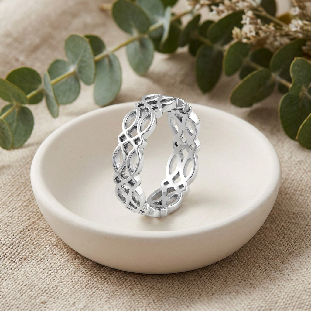 Sterling Silver 5.8mm Celtic Knot Eternity Band Ring for Women life2