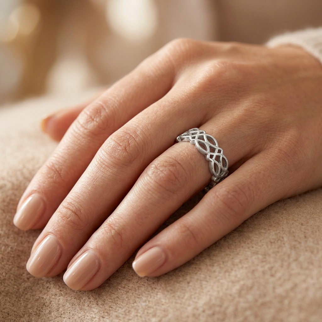 Sterling Silver 5.8mm Celtic Knot Eternity Band Ring for Women model