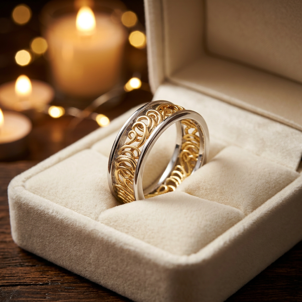 Gold Plated Sterling Silver 5mm Two Tone Swirl Eternity Ring for Women life3