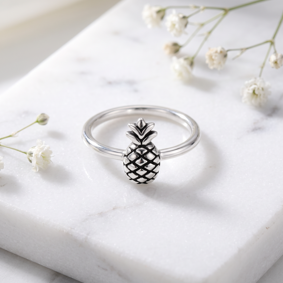 Sterling Silver 1.7mm Pineapple Stacking Ring for Women life1