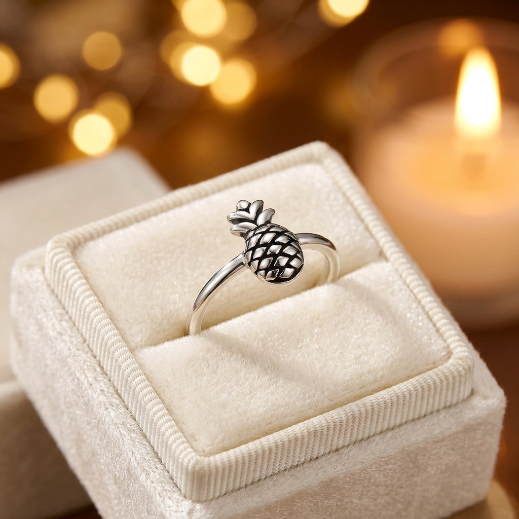 Sterling Silver 1.7mm Pineapple Stacking Ring for Women life3