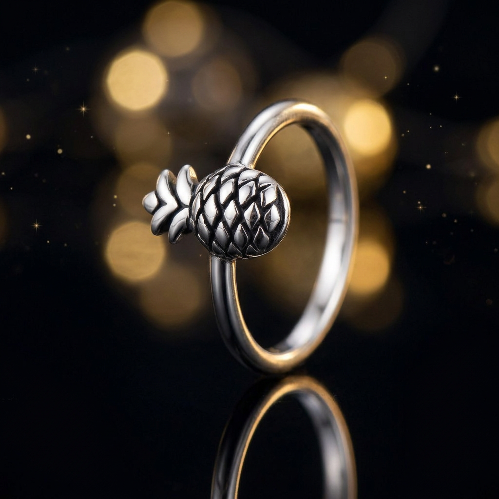 Sterling Silver 1.7mm Pineapple Stacking Ring for Women life4