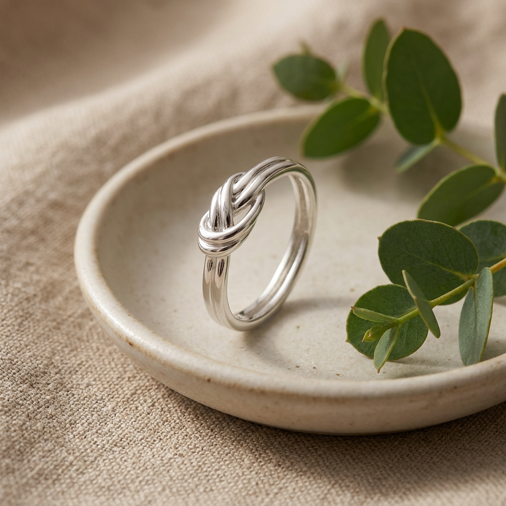 Sterling Silver Double Band Love Knot Ring for Women life2